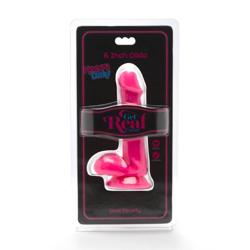 GET REAL - HAPPY DICKS DILDO 12 CM CON TESTÍCULOS ROSA