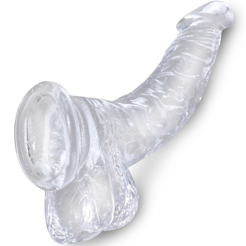 KING COCK - CLEAR PENE REALÍSTICO CURVADO CON TESTÍCULOS 16.5 CM TRANSPARENTE