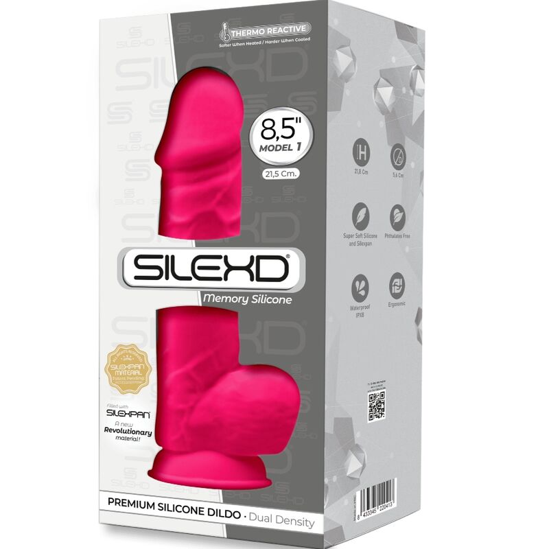 SILEXD - MODELO 1 PENE REALÍSTICO SILICONA PREMIUM SILEXPAN FUCSIA 21.5 CM