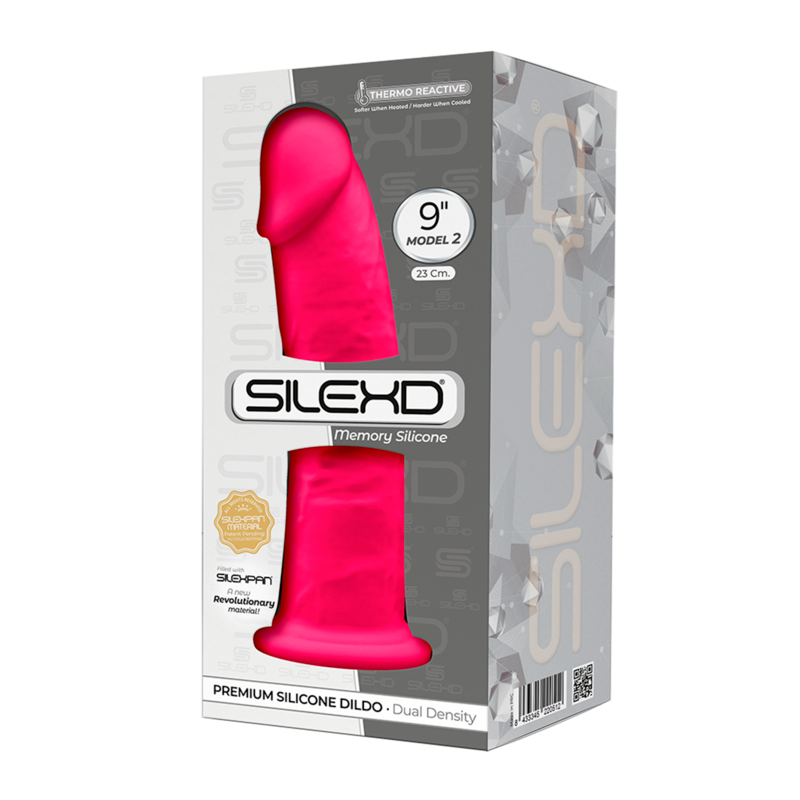 SILEXD - MODELO 2 PENE REALÍSTICO SILICONA PREMIUM SILEXPAN FUCSIA 23 CM