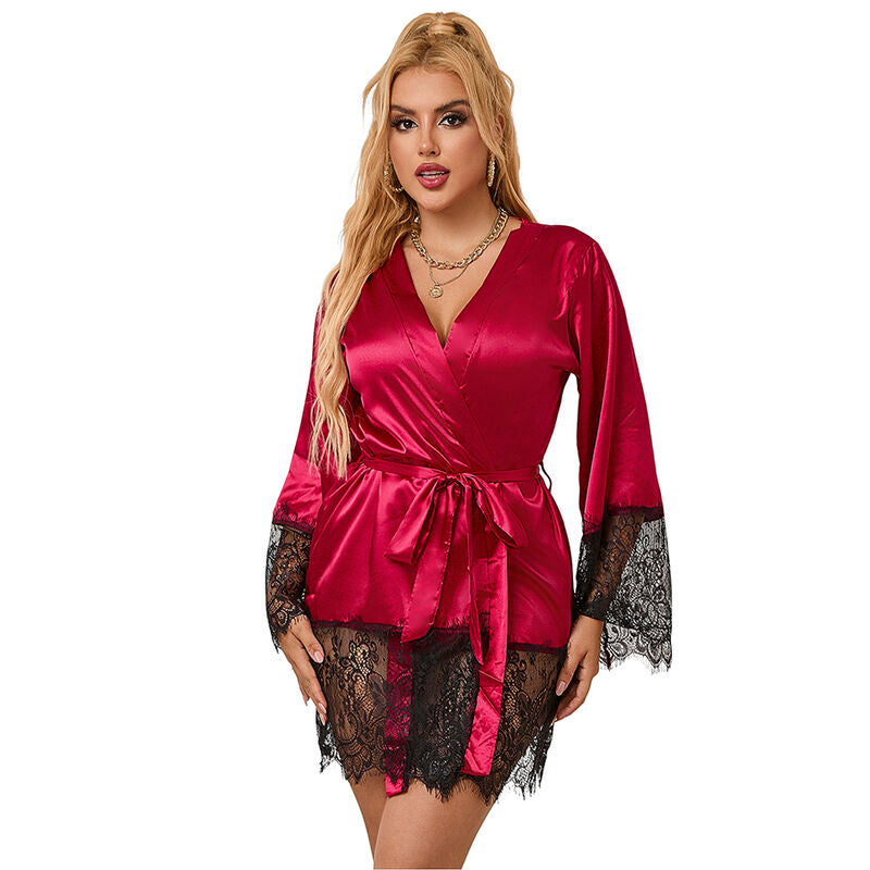 SUBBLIME - 953829 ELEGANTE CAMISON DE ENCAJE + TANGA ROJO L/XL