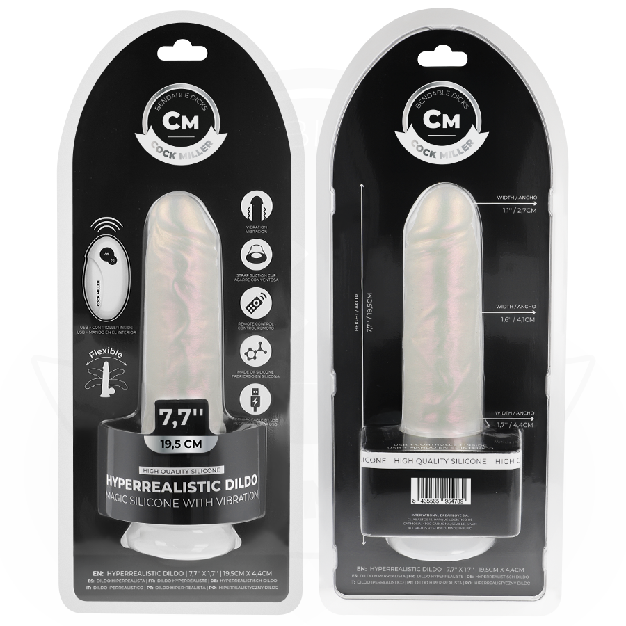 COCK MILLER - DILDO SILICONA 19,5 CM , LUCES Y VIBRACIÓN CON CONTROL REMOTO