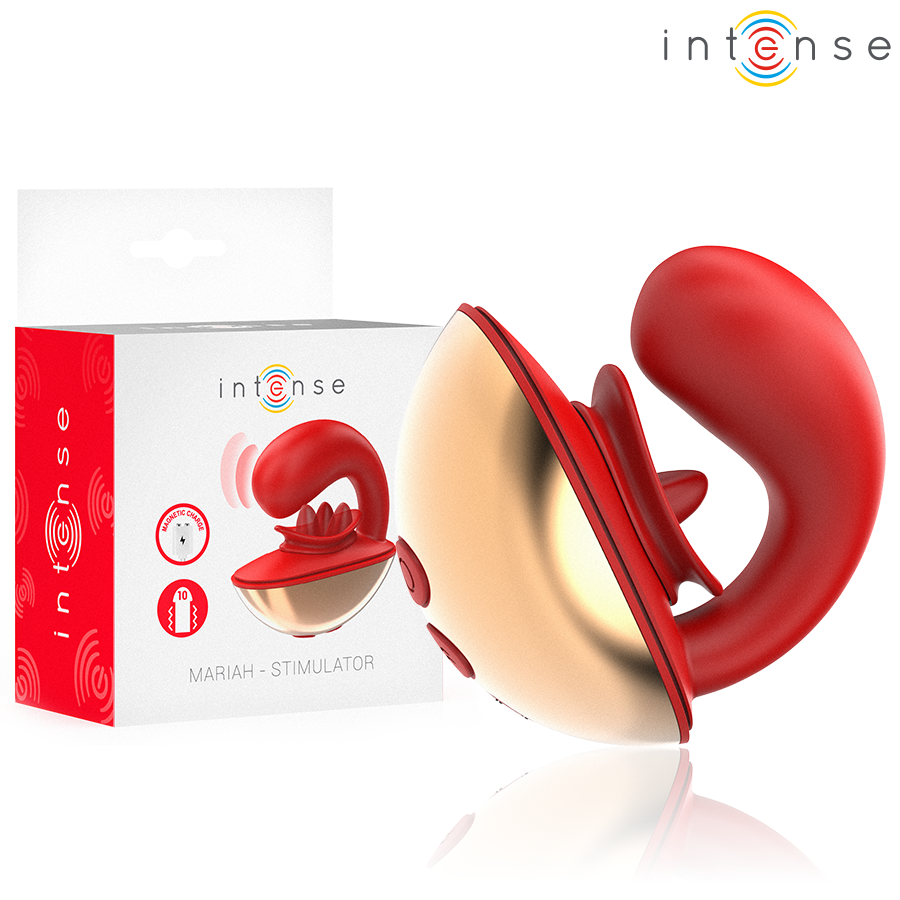 INTENSE - MARIAH VIBRADOR & ESTIMULADOR EN FORMA DE U 10 VIBRACIONES ROJO