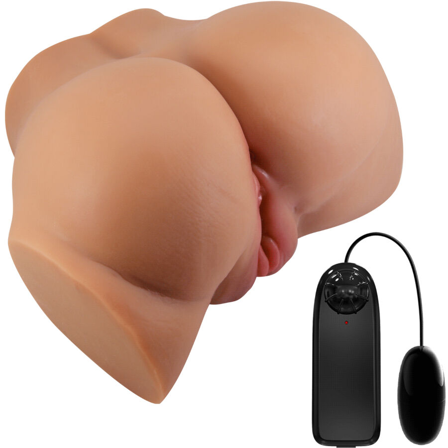 CRAZY BULL - EMILIA TRASERO VIBRADOR CON VAGINA Y ANO REALÍSTICO NATURAL CONTROL REMOTO