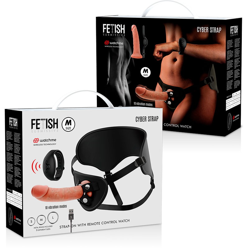 FETISH SUBMISSIVE CYBER STRAP - ARNÉS CON DILDO CONTROL REMOTO TECNOLOGÍA WATCHME M