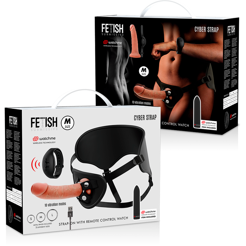FETISH SUBMISSIVE CYBER STRAP - ARNÉS CON DILDO Y BALA CONTROL REMOTO TECNOLOGÍA WATCHME M