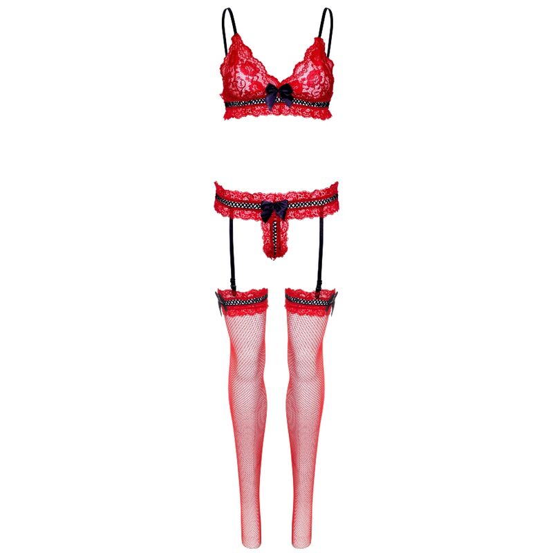 LEG AVENUE - SET TRES PIEZAS DE ENCAJES TALLA ÚNICA - ROJO