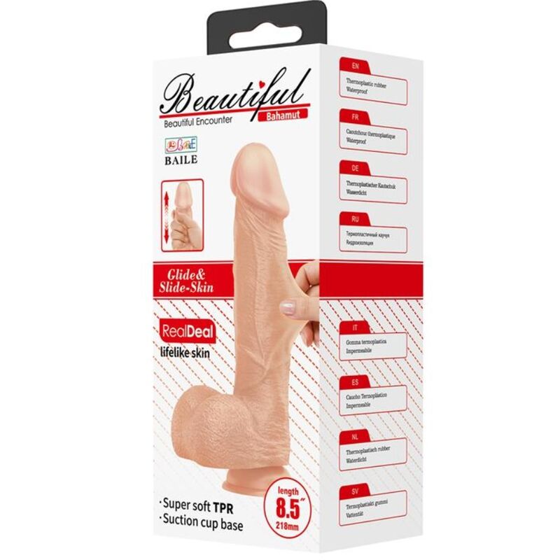 BAILE - BEAUTIFUL ENCOUNTER BAHAMUT DILDO REALÍSTICO FLEXIBLE 21.8 CM NATURAL
