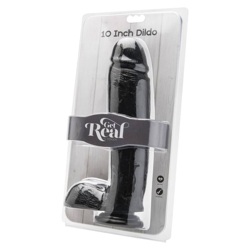 GET REAL - DILDO 25,5 CM CON TESTÍCULOS NEGRO