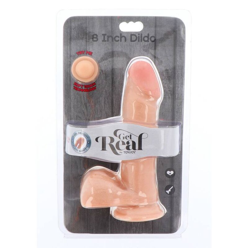 GET REAL - DUAL DENSITY DILDO 18 CM CON TESTÍCULOS NATURAL