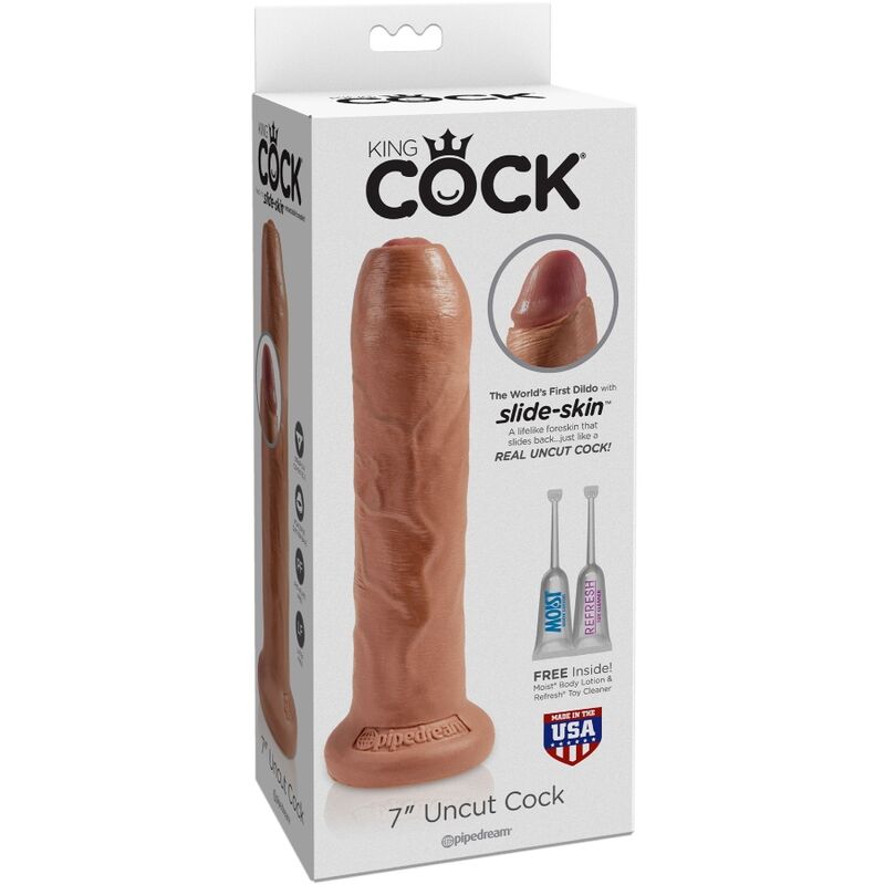 KING COCK - PENE REALÍSTICO CON PREPUCIO 17.8 CM CARAMELO