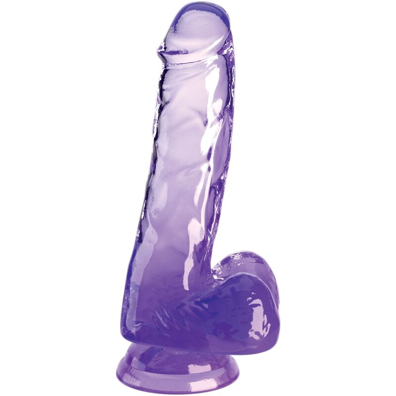 KING COCK - CLEAR PENE REALÍSTICO CON TESTÍCULOS 13.5 CM MORADO