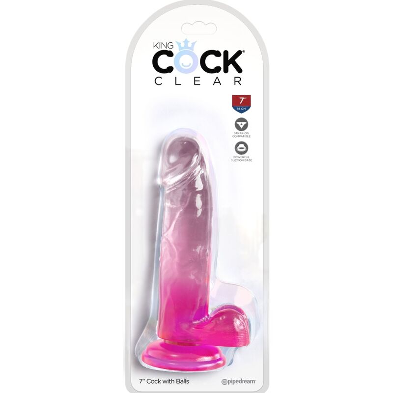 KING COCK - CLEAR PENE REALÍSTICO CON TESTÍCULOS 15.2 CM ROSA