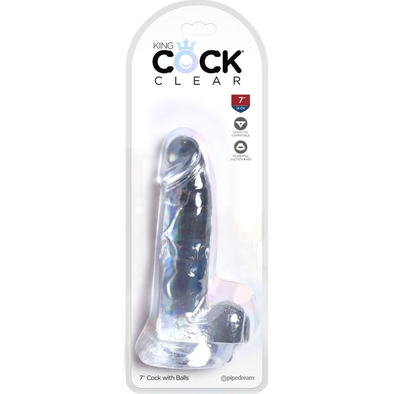 KING COCK - CLEAR PENE REALÍSTICO CON TESTÍCULOS 15.2 CM TRANSPARENTE