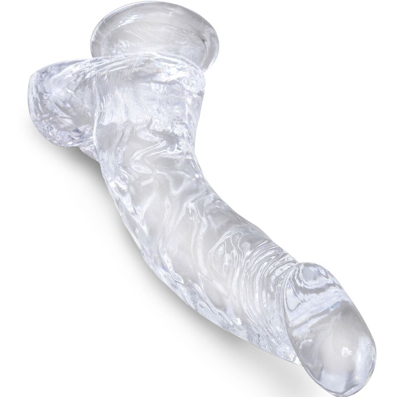KING COCK - CLEAR PENE REALÍSTICO CURVADO CON TESTÍCULOS 16.5 CM TRANSPARENTE