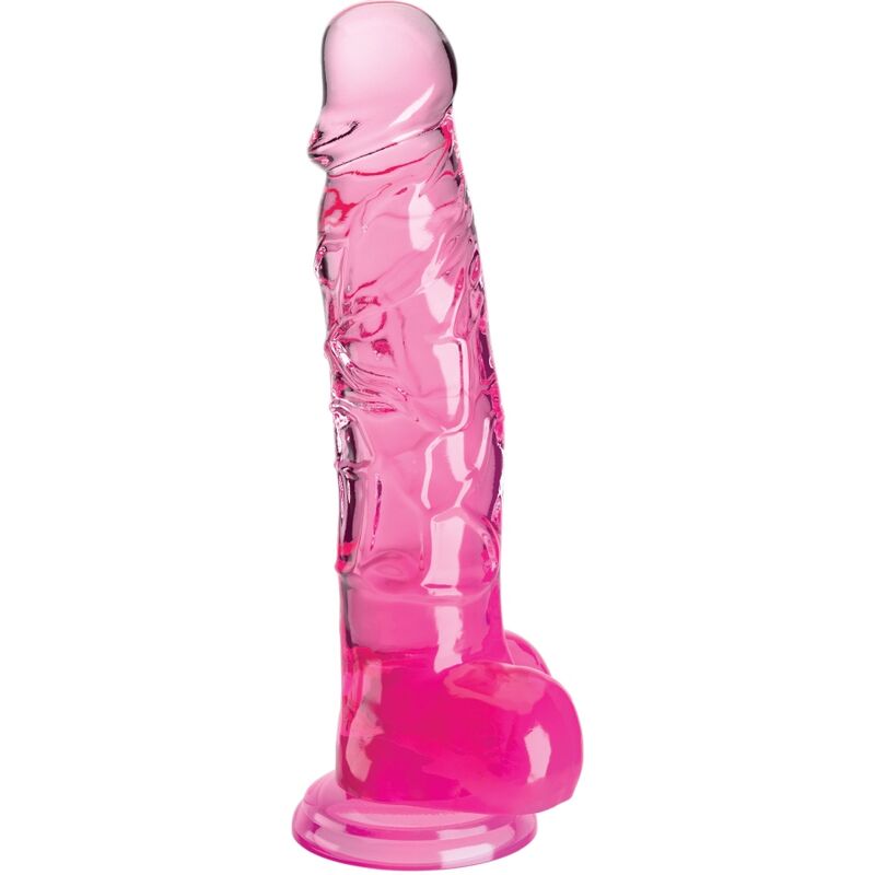 KING COCK - CLEAR PENE REALÍSTICO CON TESTÍCULOS 16.5 CM ROSA