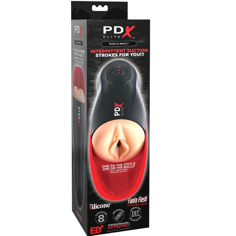 PDX ELITE - MASTURBADOR STROKER FUCK-O-MATIC VAGINA DOBLE VIBRACIÓN PENE & TESTÍCULOS
