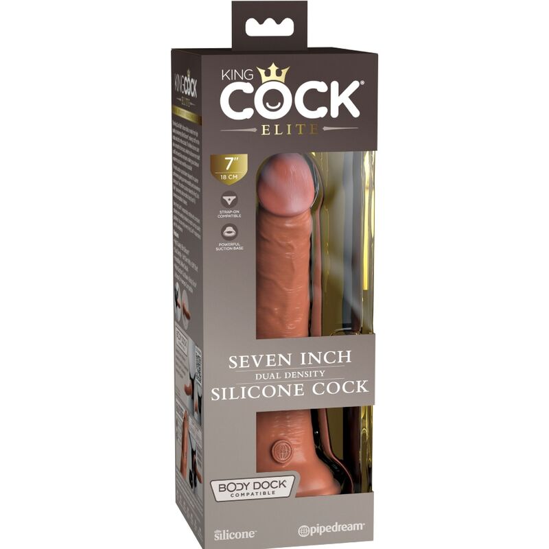 KING COCK - ÉLITE DILDO REALÍSTICO SILICONA 17.8 CM CARAMELO