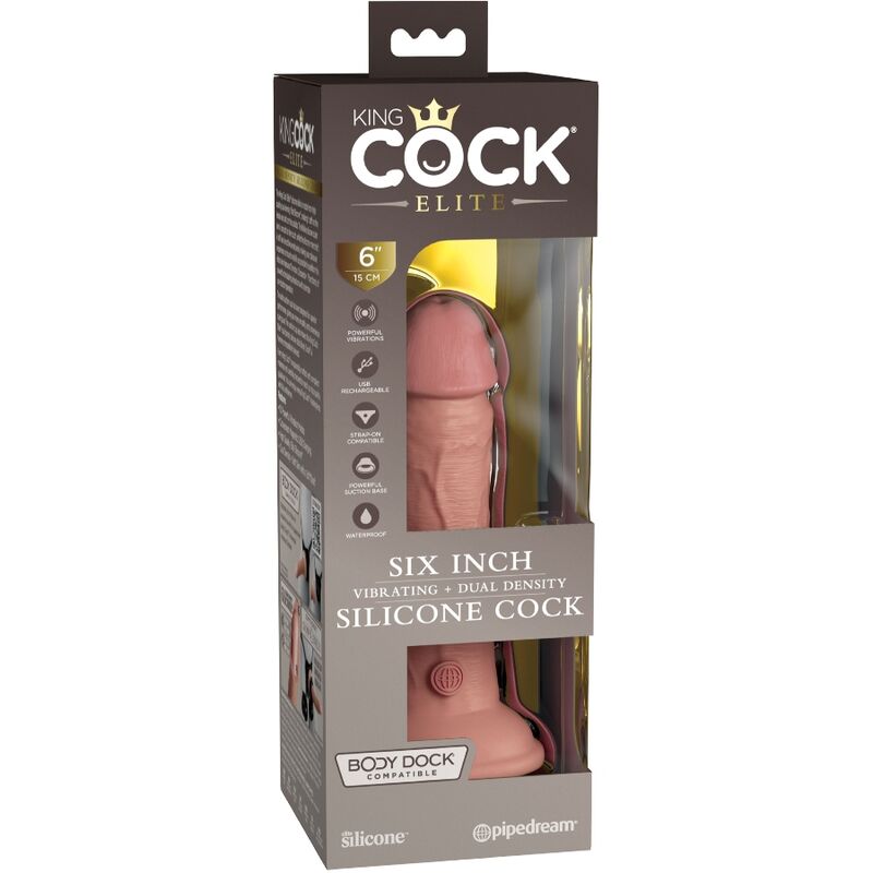 KING COCK - ÉLITE DILDO REALÍSTICO VIBRADOR & SILICONA 15.2 CM