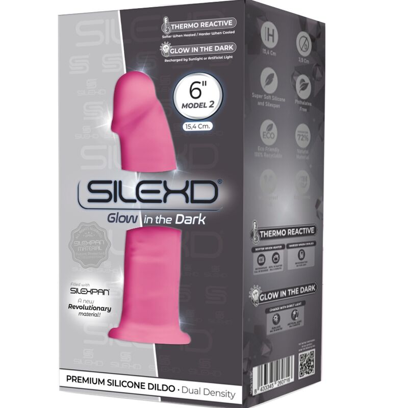 SILEXD - MODELO 2 PENE REALÍSTICO SILICONA PREMIUM SILEXPAN ROSA FLUORESCENTE 15 CM