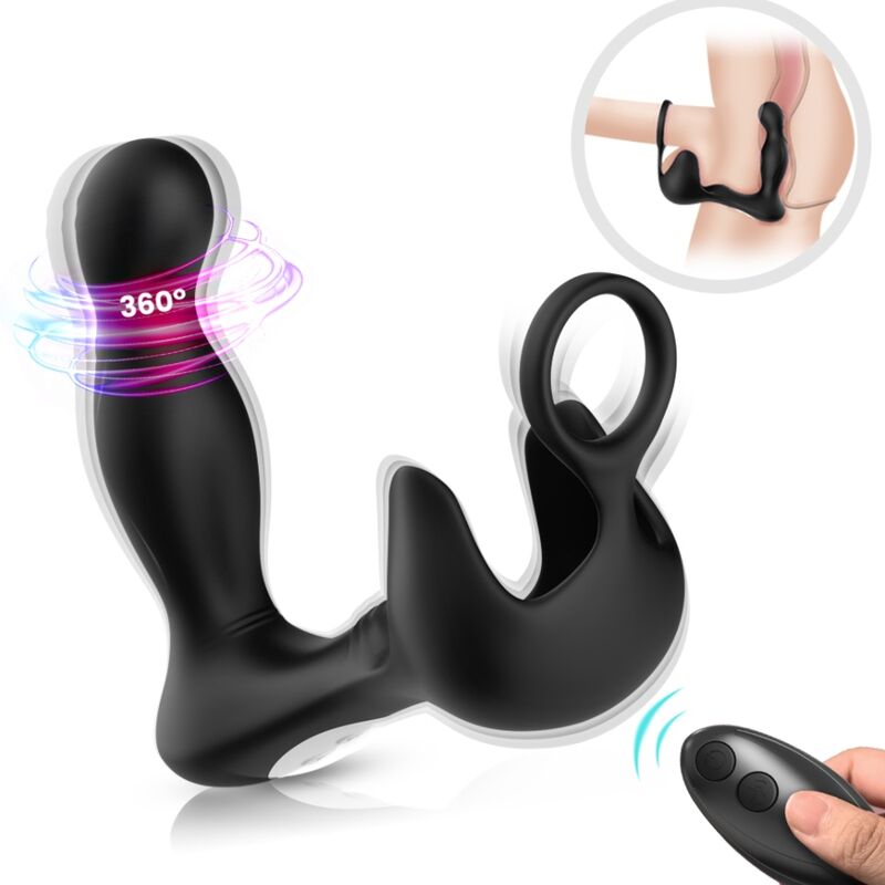 ARMONY - SURROUND VIBRADOR ANAL & ESTIMULADOR TESTÍCULOS & ANILLO CONTROL REMOTO NEGRO
