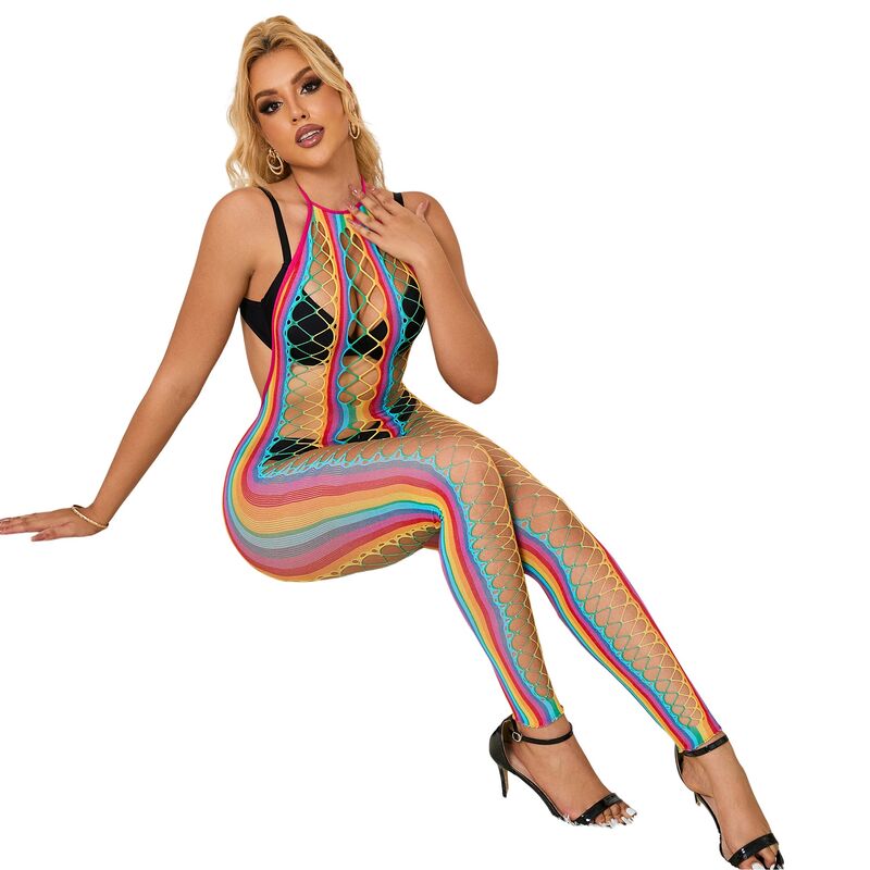 SUBBLIME - 952358 BODYSTOCKING DE REJILLA CUELLO HALTER ARCOIRIS XS/M
