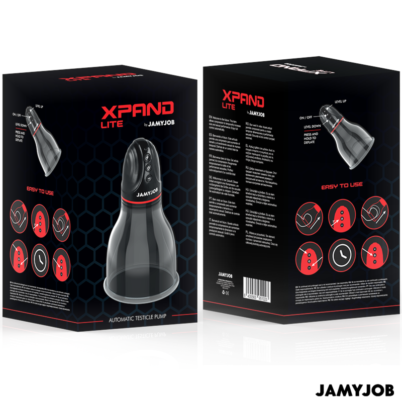 JAMYJOB - XPAND LITE BOMBA AUTOMTICA DE TESTÍCULOS 3 NIVELES DE ONDAS ESTIMULADORAS GRIS