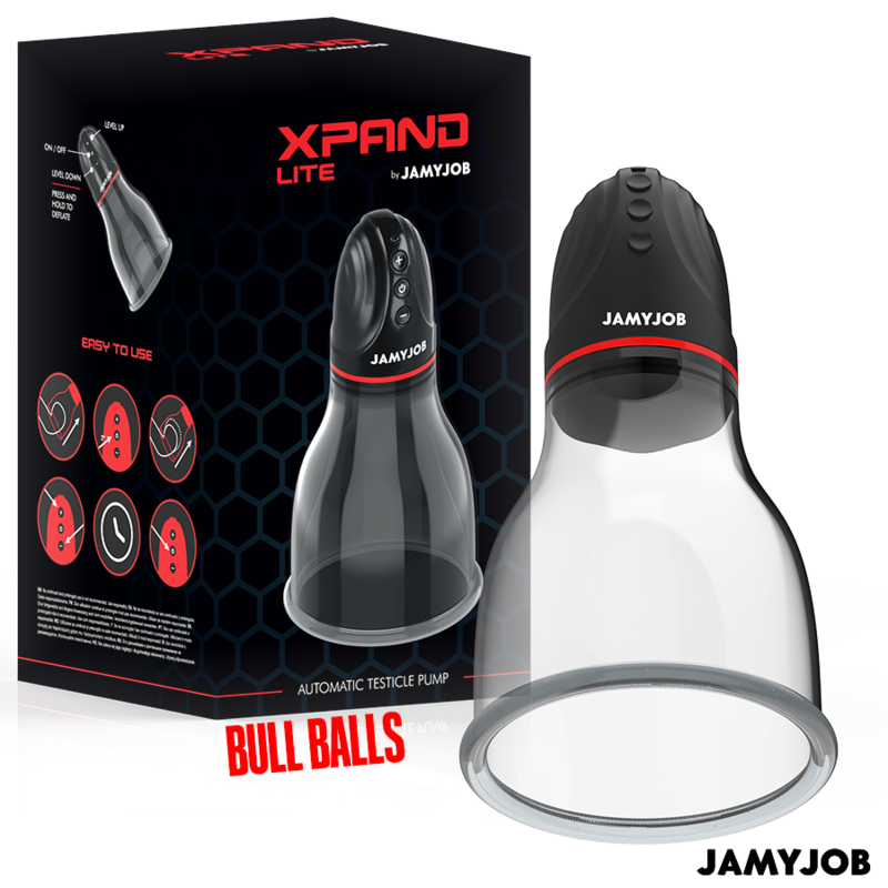 JAMYJOB - XPAND LITE BOMBA AUTOMTICA DE TESTÍCULOS 3 NIVELES DE ONDAS ESTIMULADORAS GRIS