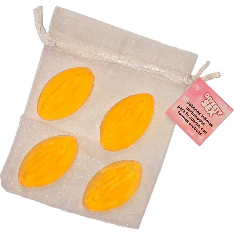 DIABLO PICANTE - 4 MINI JABONES FORMA VULVA AMARILLO