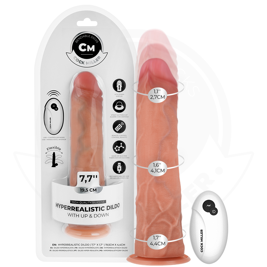 COCK MILLER - DILDO HIPERREALÍSTICO CON VENTOSA Y THRUSTING CON CONTROL REMOTO 19,5 CM