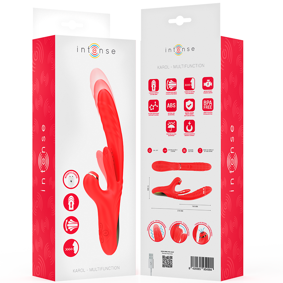 INTENSE - KAROL VIBRADOR MULTIFUNCIÓN EMPUJE & ESTIMULACIÓN & ONDAS ESTIMULADORAS ROJO