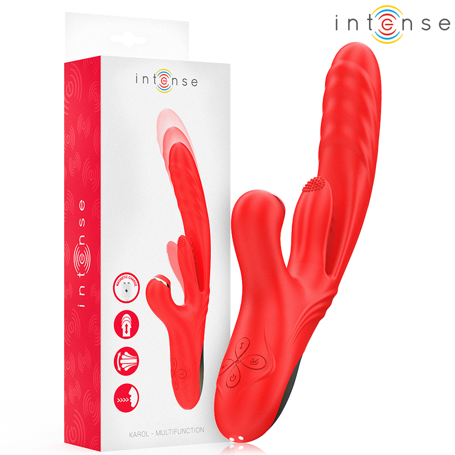 INTENSE - KAROL VIBRADOR MULTIFUNCIÓN EMPUJE & ESTIMULACIÓN & ONDAS ESTIMULADORAS ROJO