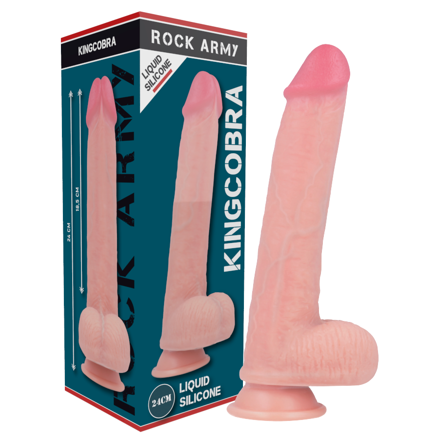 ROCKARMY - KINGCOBRA DILDO REALÍSTICO LIQUID SILICONE 24 CM -O- 4.77 CM