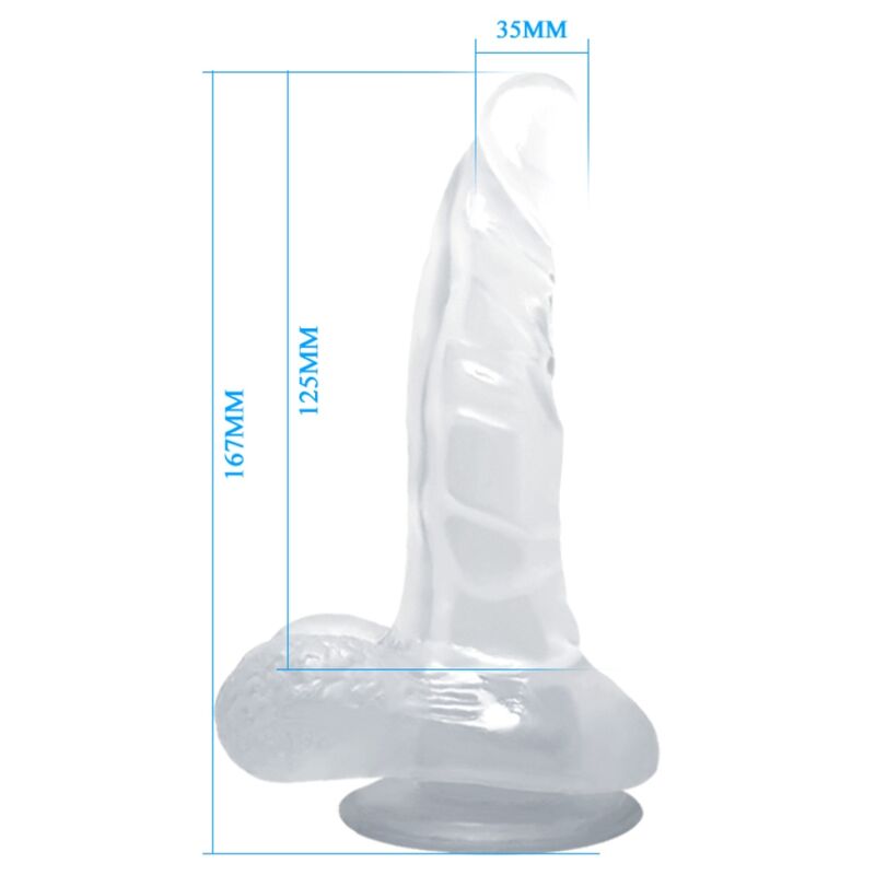 BAILE - DILDO REALÍSTICO CON VENTOSA Y TESTÍCULOS 16.7 CM TRANSPARENTE