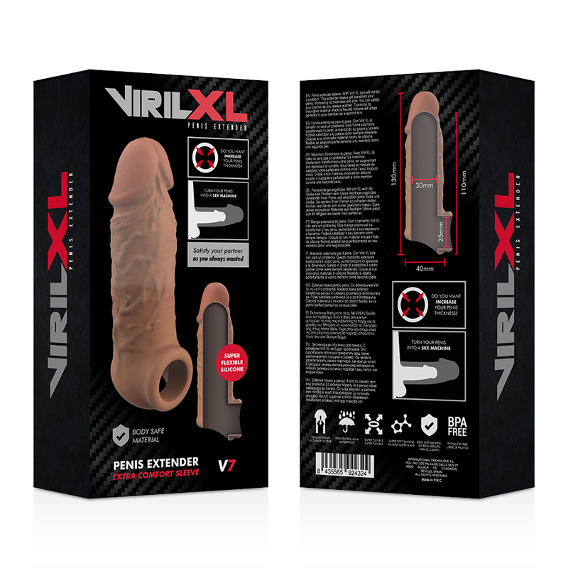 VIRILXL - EXTENSIÓN DE PENE LIQUID SILICONE V7 MARRÓN